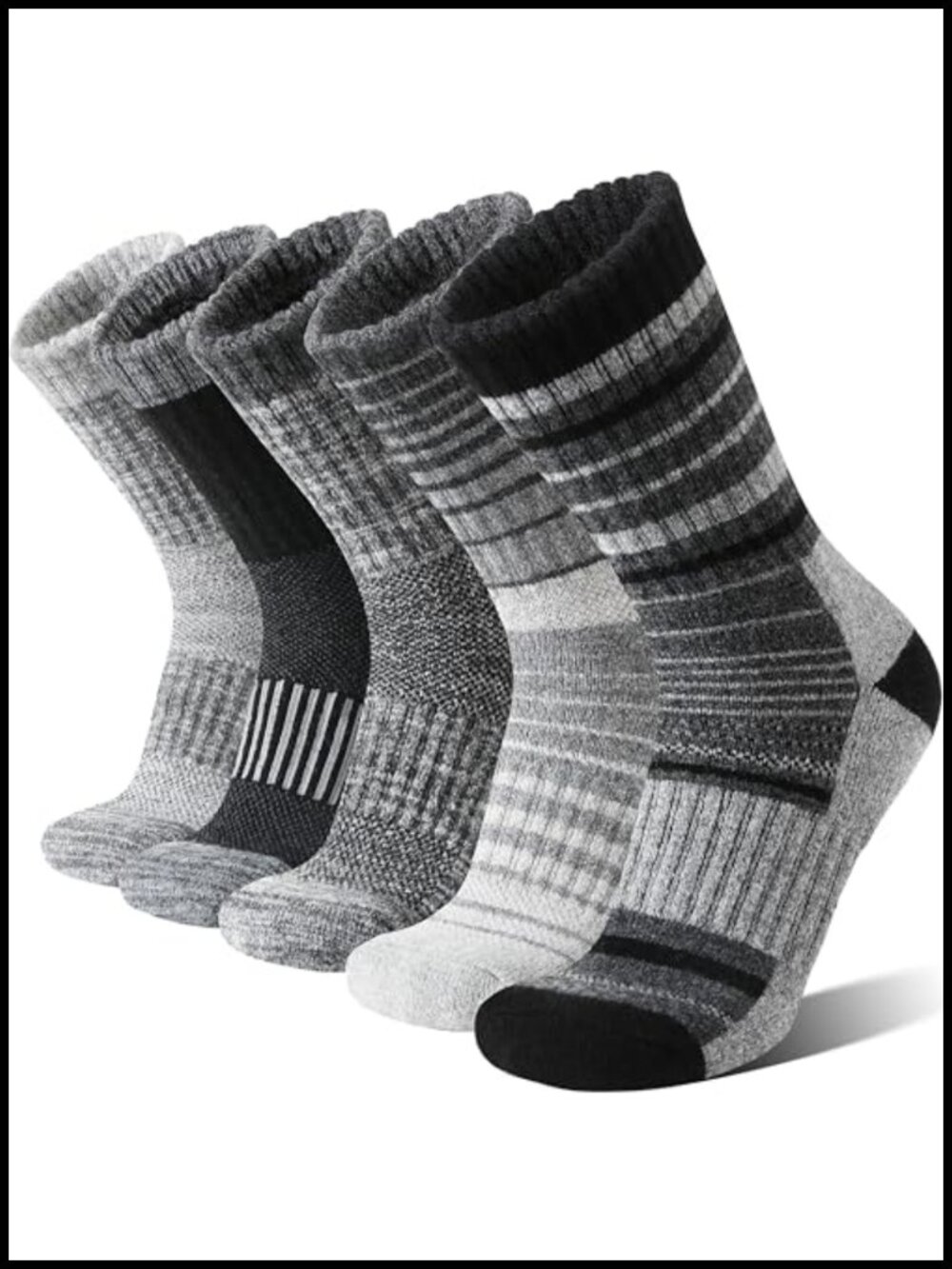 Merino Wool Hiking Socks Thermal Moisture Wicking Cushion Crew 5 Pairs